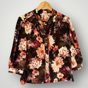 🎉5 for $45🎉 Allison Daley Floral Top Blouse Shirt Size PL